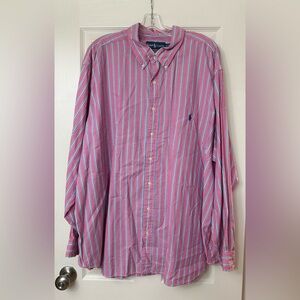 Ralph Lauren Red White Blue Striped Button Down Shirt Men’s 3XB